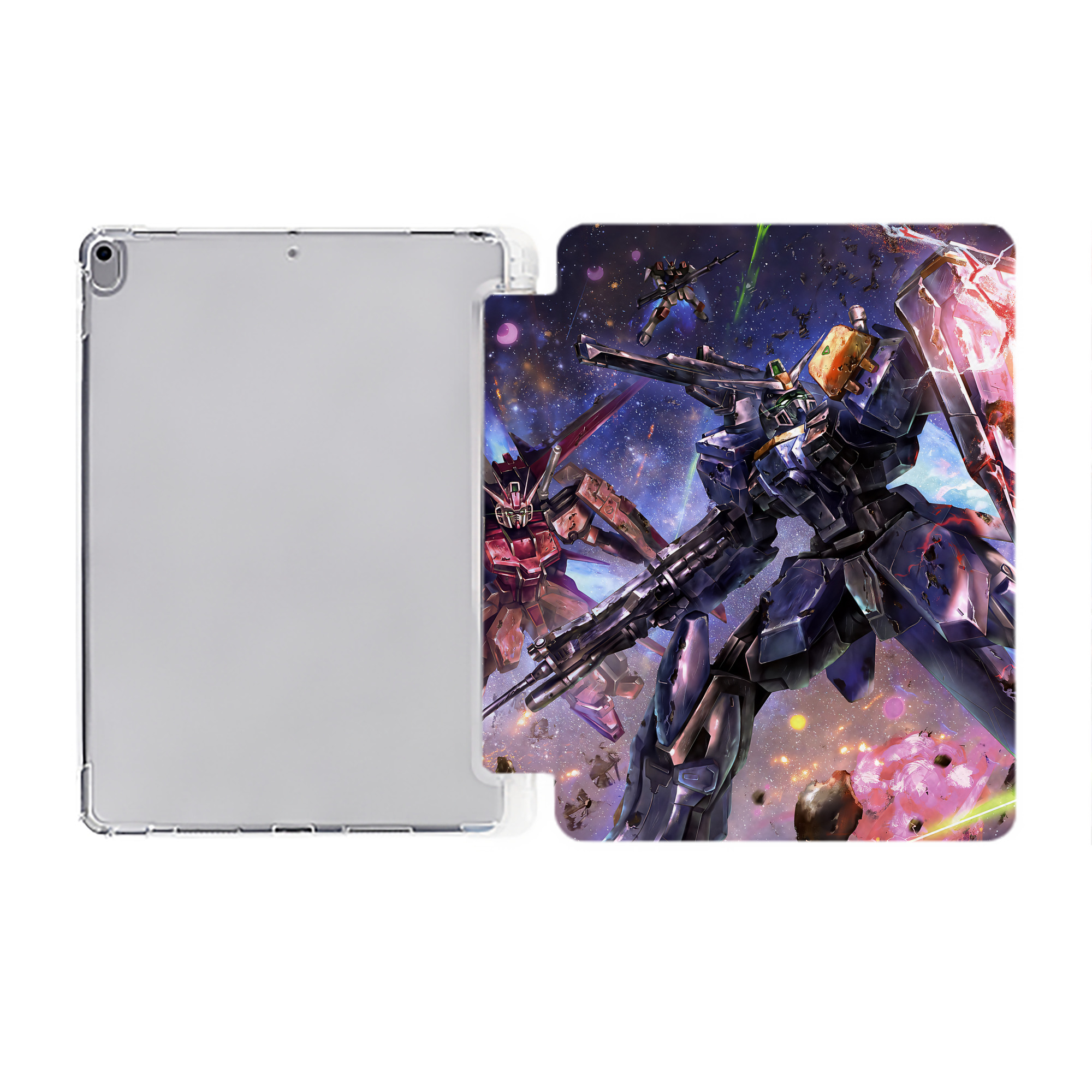 （画像用） 機動戦士ガンダム Mobile Suit Gundam IPad ケース ペン収納付き 三つ折りスタンド PUレザー×シリコン 対応機種9.5/10.5/10.9インチ